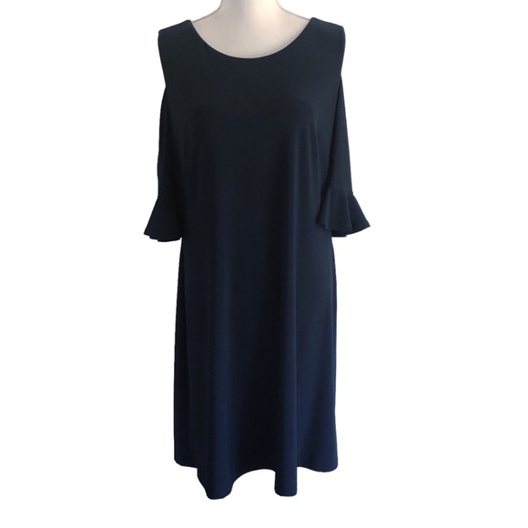 Tommy Hilfiger Navy Blue Cold Shoulder Short Dress Size 16 - Picture 2 of 9